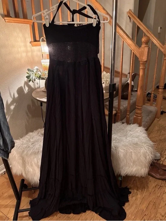 Vici Black Halter Maxi Dress with Ruffle Hem - Picture 4 of 4